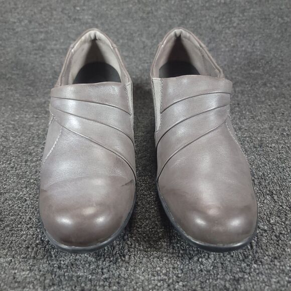 Clarks Womens  8.5 M  Slip On Comfort Clog Gray Leather Shoe Bootie 62722 - Picture 5 of 11